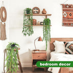 Der Rose 4Pcs Fake Plants Hanging Artificial Ivy Vine Faux Eucalyptus Hanging Plants, Boston Fern, String of Pearls for Living Room Bedroom Boho Wall Shelf Indoor Outdoor Decor