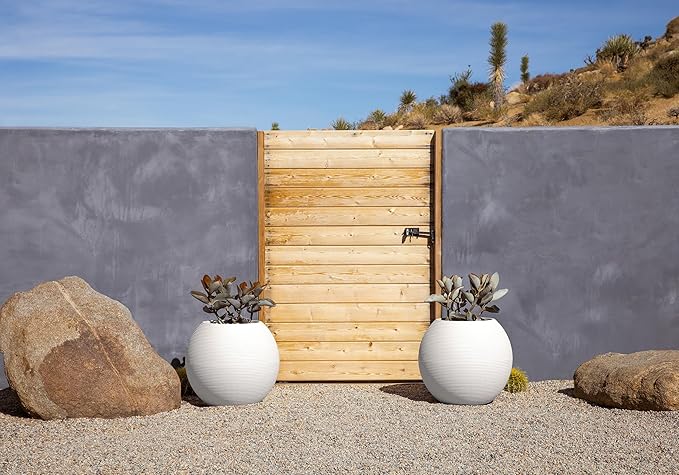 Veradek Strata Series Sphere Round Planter for Patio & Backyard | Durable Plastic-Stone Material | Modern Décor for Tall Trees and Plants