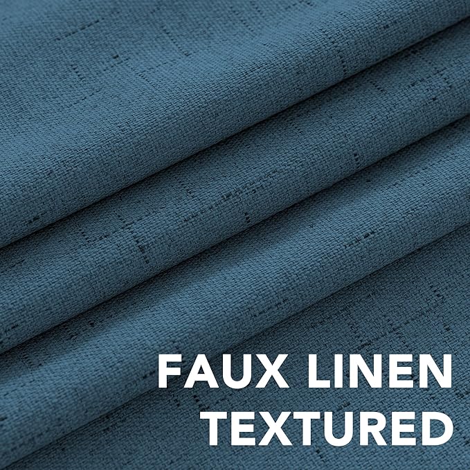H.VERSAILTEX 100% Blackout Curtains for Bedroom Thermal Insulated Linen Textured Curtains Heat and Full Light Blocking Drapes Living Room Curtains 2 Panel Sets, Blue Sapphire, 52x54 Inch