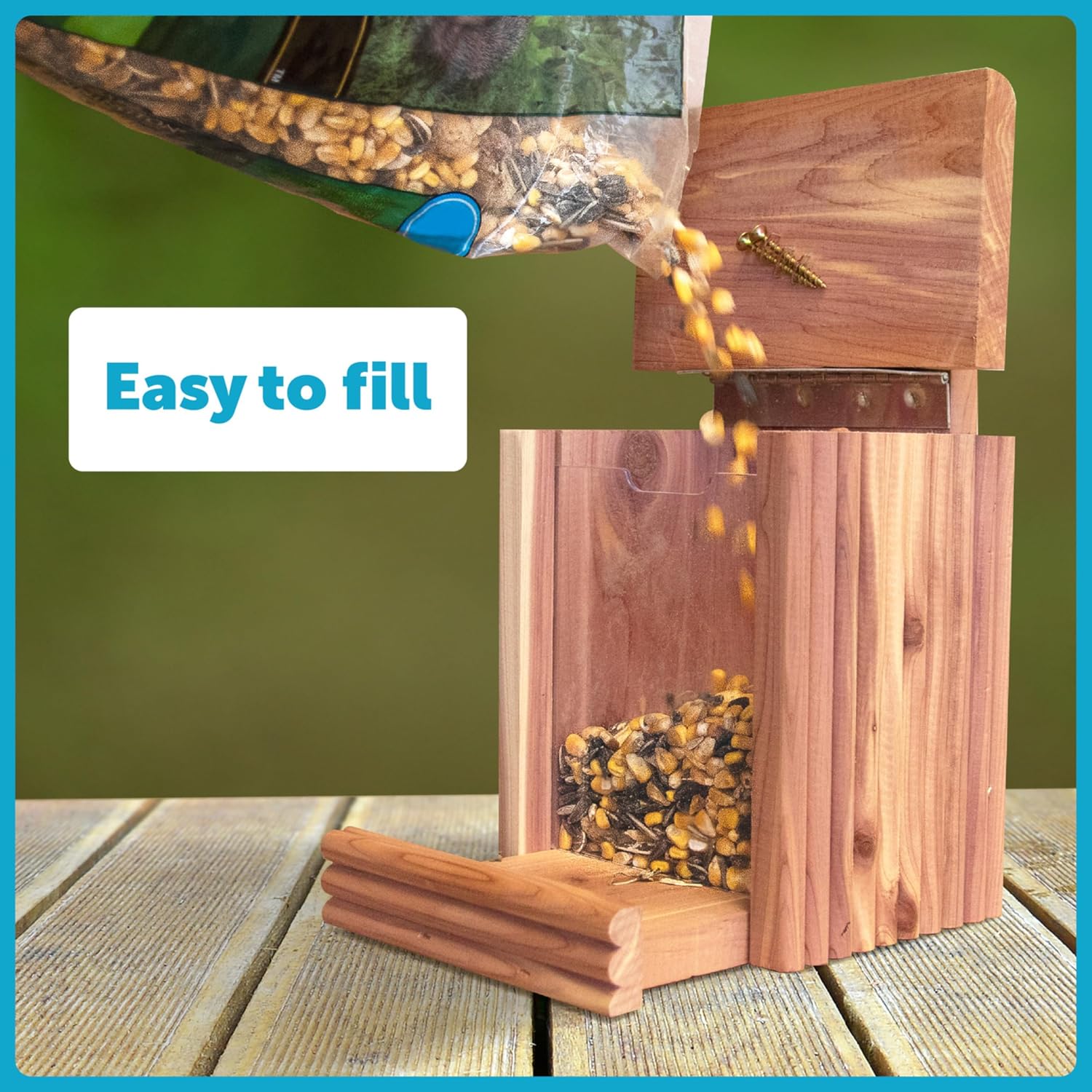 Pennington Cedar Squirrel Snacker Feeder, Squirrel Feeder, 2.75 LB | Hanging squirrel feeder, bird and squirrel feeder, eastern red cedar; mounts to tree, post or fence, keeps food dry