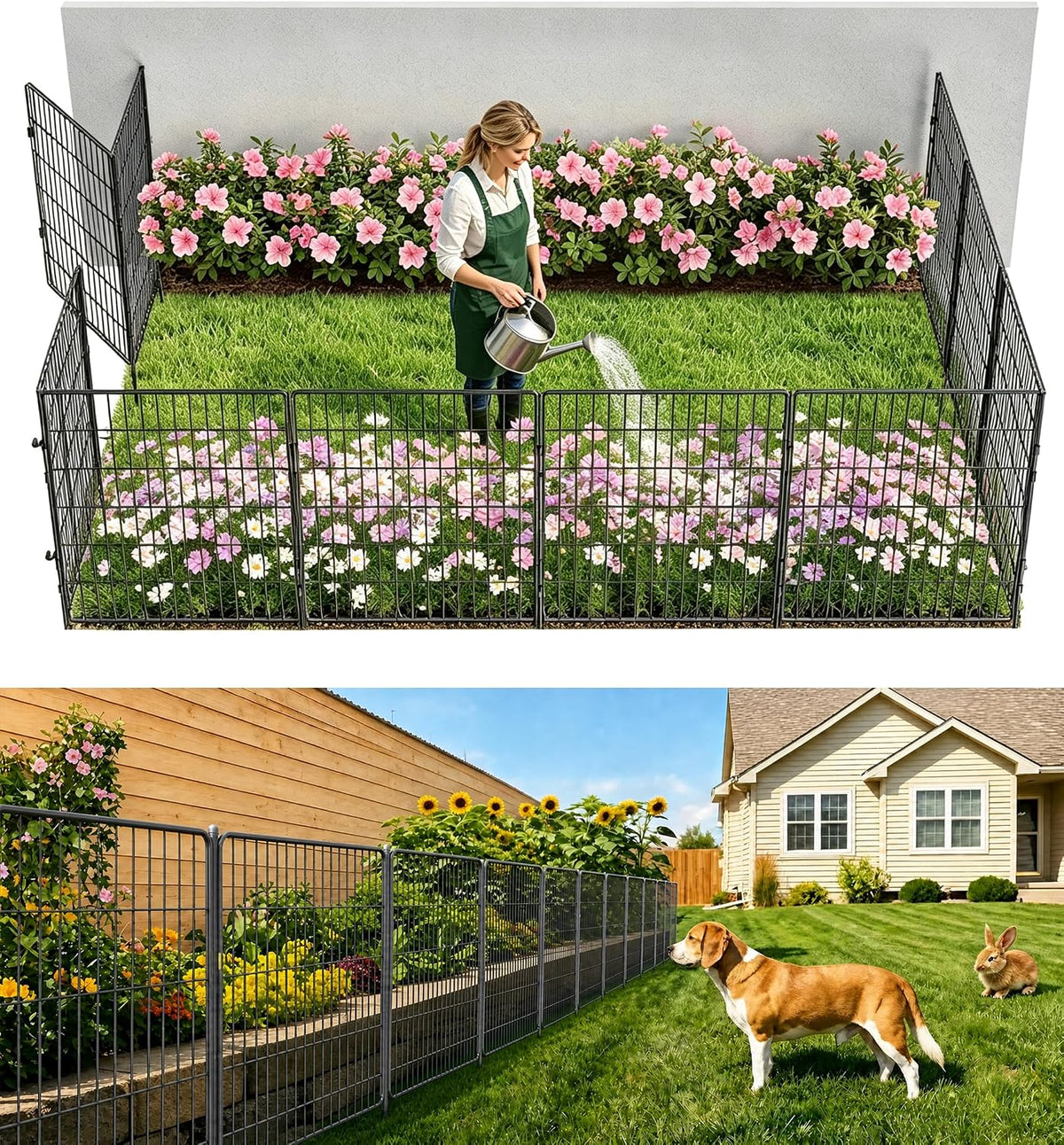 3-layer no dig metal dog fence for yard, main product view