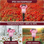 Easter Solar Pathway Lights Outdoor Decorative 4 Pack, 4 color LED Mushroom Solar Lights Outdoor Waterproof Solar Powered Decor for Yard Driveway Patio, Valentines Day Halloween Christmas Garden Decor