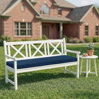 outdoor bench cushion, 48 x 16 inch, navy shown in use
