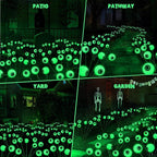 BrizLabs 6 Pack 36 LED Halloween Solar Eyeball Lights, 2 Modes Outdoor Halloween Pathway Lights, Green Solar Walkway Light Waterproof, Green Swaying Firefly Light for Outside Path Yard Garden Lawn