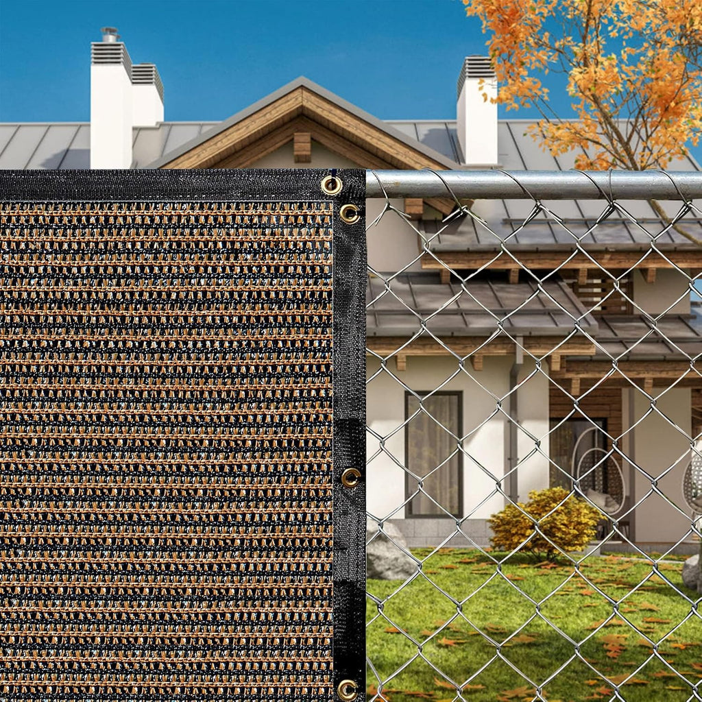 8' x 50' brown fence privacy screen commercial, close-up detail