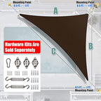 Amgo 24' x 24' x 33.9' Brown Right Triangle Sun Shade Sail UPF50+ Canopy Awning AGSLT, 95% UV Blockage, Water & Air Permeable, 200GSM Heavy Duty Commercial and Residential (We Make Custom Sizes)