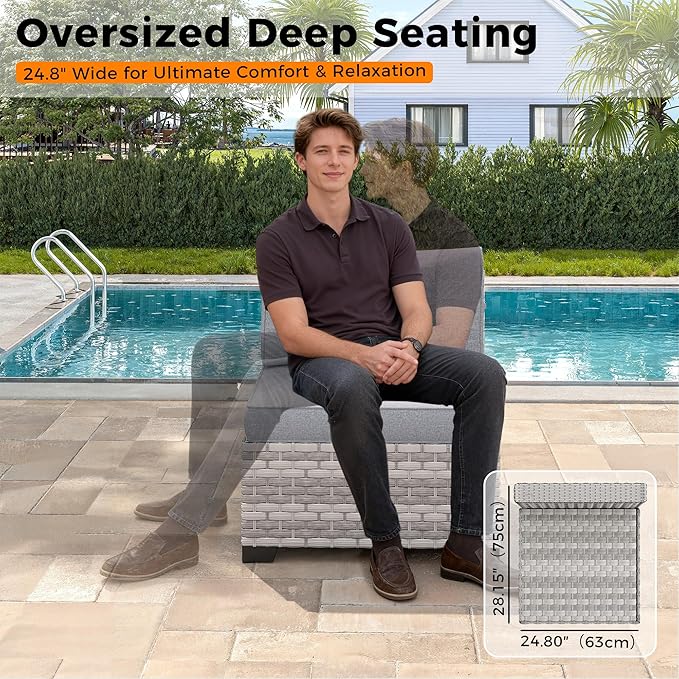 10-Seat Outdoor Wicker Patio Furniture Set with Fire Pit Table, Modular Rattan Sectional Sofa & 2 Swivel Rocking Chairs, 4" Thick Cushions, Rust-Resistant Frame,Gray