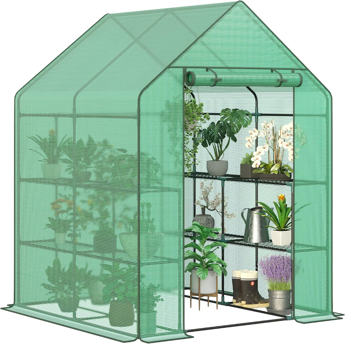 lemy walk-in greenhouse for outdoors,2-tier 8 shelves heavy-duty, main product view