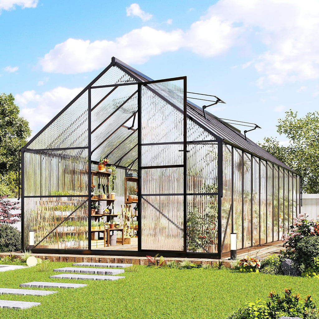 jocisland 8x24 ft walk-in polycarbonate greenhouse with 2, main product view