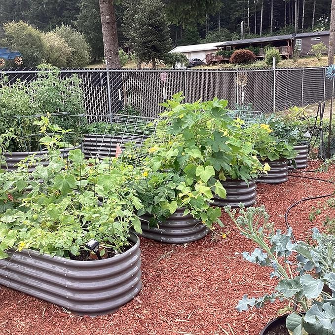 A ANLEOLIFE 6-Pack 4X4 & 6X3 & 6X2 Deep Root Galvanized Raised Garden Beds Outdoor for Planting Vegetables Flowers Herb,Quartz Grey