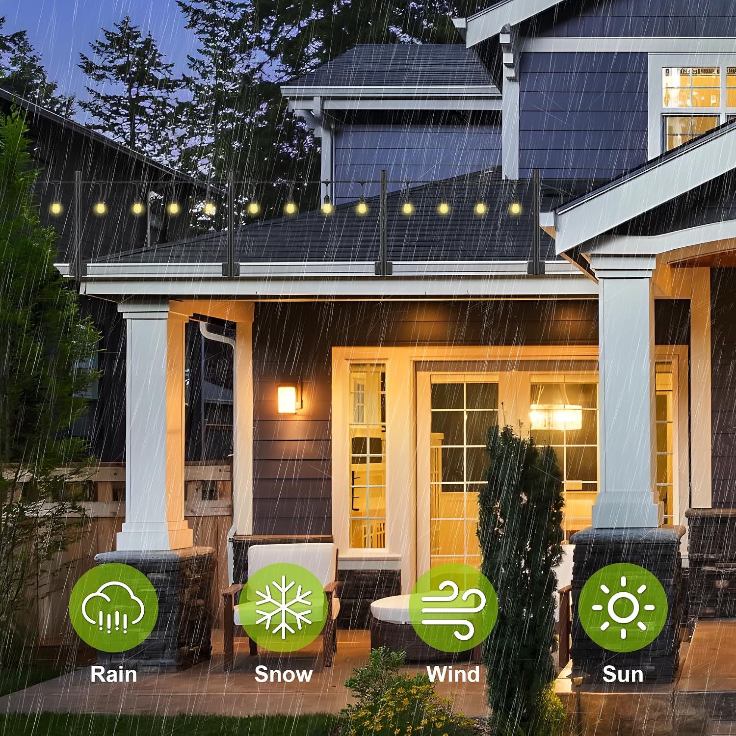 Suchtale 8-Pack String Light Poles, 1.3 FT Fence Mount Posts, Black | Wall-Mount Brackets Secure To Fences, Deck Rails Or Wood Posts. Clips Hold String Lights For Patios, Gardens And Parties.
