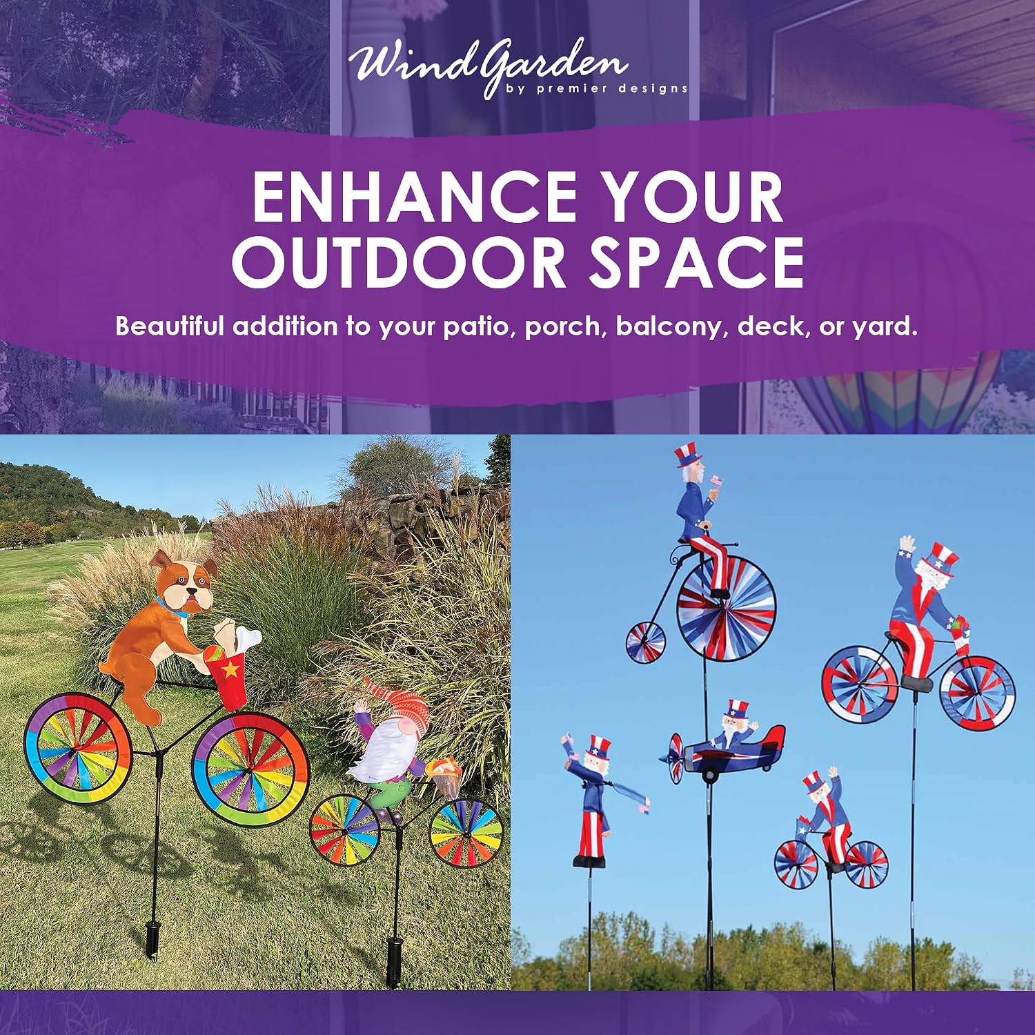 Bike Spinner Kitty 30" – Playful Feline Design, Weather-Resistant Outdoor Decor, Durable & Lightweight for Patios, Yards, and Gardens - Eye-Catching Wind Spinner with Rotating Wheels