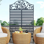 metal outdoor privacy screen freestanding decorative fence, black, main product view