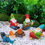 Mood Lab Garden Gnome Figurines - Camping Gnomes Set (5 pcs) - 2.6" H Miniature Decorative Statues & Accessories - Outdoor & Indoor Garden Decor