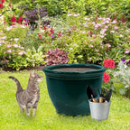 Sunnydaze Large Ceramic Plant Pot - Round Outdoor Glazed Ceramic Planter Pot with Drainage - Studio - Dark Green - 18.5"