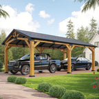 jocisland 12x24x9.5 ft cedar wood carport with galvanized, main product view