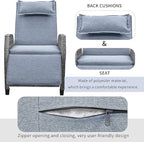 Outdoor Recliners Chair Set of 2 for Patio with Wicker Coffee Table, Comfort Cushion, Adjustable Angle Weatherproof Reclining Chairs for Courtyard, Swimming Pool, Balcony (Grey)