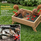 iBorn Ground Bird Feeder, Bird & Squirrel Platform Feeder for Outdoors, WPC Recycled Plastic, 3LB Large Capacity, Raw