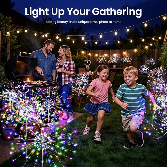 Solar Lights Outdoor, 120LED 6pack Fairy Garden Lights Decor for Outside Fireworks Lights Solar Powered for Yard, Patio, Pathway, Walkway, Balcony,Multicolor