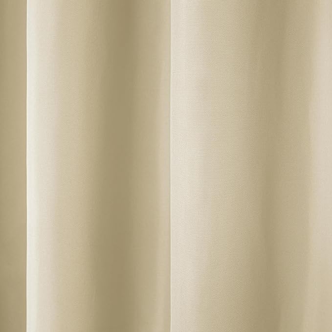 TOWN & COUNTRY BASICS Cabana Solid Heavyweight Indoor Outdoor Curtains, Light Filtering Opacity with Grommet Top, Water Repellent, 2-Pack Set, 54"x84", Natural