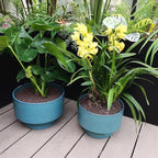 Ceramic Planters 11 Inch, Honeycomb Ceramic Pots for Plants Indoor Outdoor, Round Plant Pot with Drainage Hole, Large Planter Flower Pot, Reactive Glaze Blue
