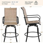 Yaheetech Patio Swivel Barstools Outdoor Chairs Set of 4, High Bistro Stools Outdoor Furniture, All-Weather Patio Stools for Outside, Beach, Lawn, Poolside and Garden, Black/Brown