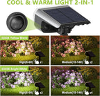 DAMINY Solar Spotlights Outdoor Waterproof IP65,2 CCT(Warm White & Cool White),4 Lighting Modes Solar spot Lights for Yard,Garden,Pathway,Landscape,Auto On/Off-2 Pack