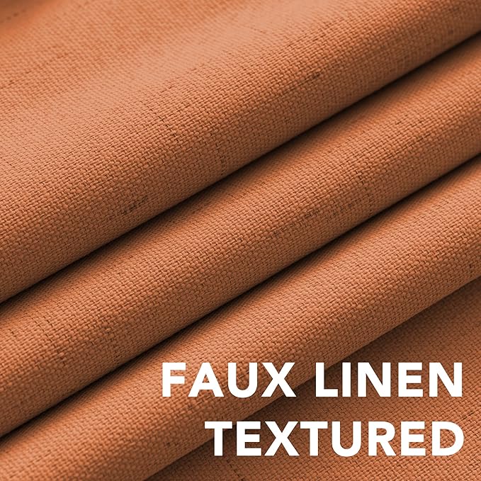 H.VERSAILTEX 100% Blackout Curtains for Bedroom Thermal Insulated Linen Textured Curtains Heat and Full Light Blocking Drapes Living Room Curtains 2 Panel Sets, Orange, 42x84 Inch