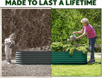 9-in-1 Galvanized Steel Raised Garden Bed // 8×2×1.5 ft Modular Planter for Gardening, Vegetables, Flowers // 18" Tall Metal Raised Garden Beds Outdoor (Dark Green) // Patented Design Planter Box
