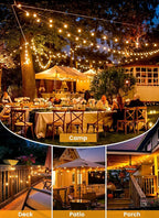 Brightown 108FT 52 LED Solar String Lights Outdoor with Remote & USB Port, Shatterproof Bulbs, Dimmable & Timable, 3 Light Modes, Patio Lights Solar Powered for Camping Backyard Garden Decor