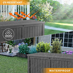 150 Gallon Waterproof Outdoor Storage Box,Resin Deck Box,Lockable Outside Storage Box Container for Patio Furniure,Garden,Tools (150 Gallon,Black)