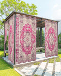 Pink Bohemian Outdoor Curtains for Patio Waterproof, Grommet Privacy Curtain Drapes Weatherproof Outside Curtains for Porch GazeboPergola Cabana 2 Panel 54x95inch Medallion Floral Geometric Printed
