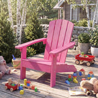Costzon Kids Adirondack Chair, All-Weather HIPS Patio Chair with High Backrest, Armrests, Fire Pit Chair for Kids Ages 3-8, Indoor Outdoor Kids Patio Lounge Chair for Garden, Lawn, Yard (2, Pink)
