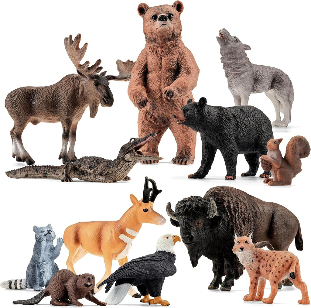 solid north american woodland forest animal figurines set, main product view