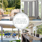 Elrene Home Fashions Matine Weatherproof Tab-Top Indoor/Outdoor Solid Color Curtain Panel for Porch, Pergola, Patio, Deck, 52”W x 84”L, Gray