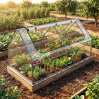 giantex 3-in-1 metal raised garden bed with greenhouse, side view