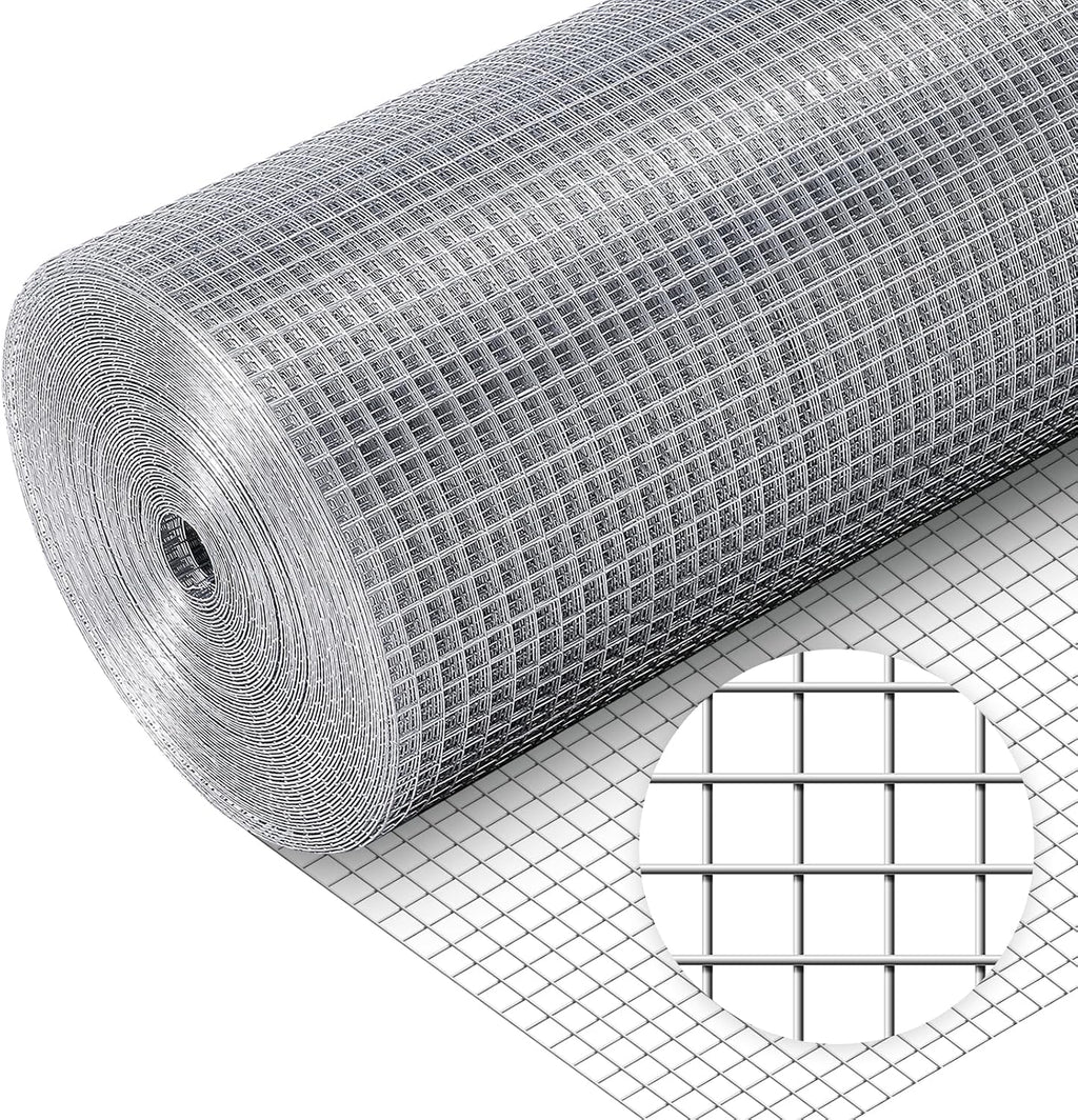 Hardware Cloth 1/2'' 48'' X 100' 19 Ga Chicken Wire Mesh Fence Double Layer | Welded Metal Wire Fence Mesh Roll for Gardens Plants Poultry Animals Cage Chicken Coop Accessories