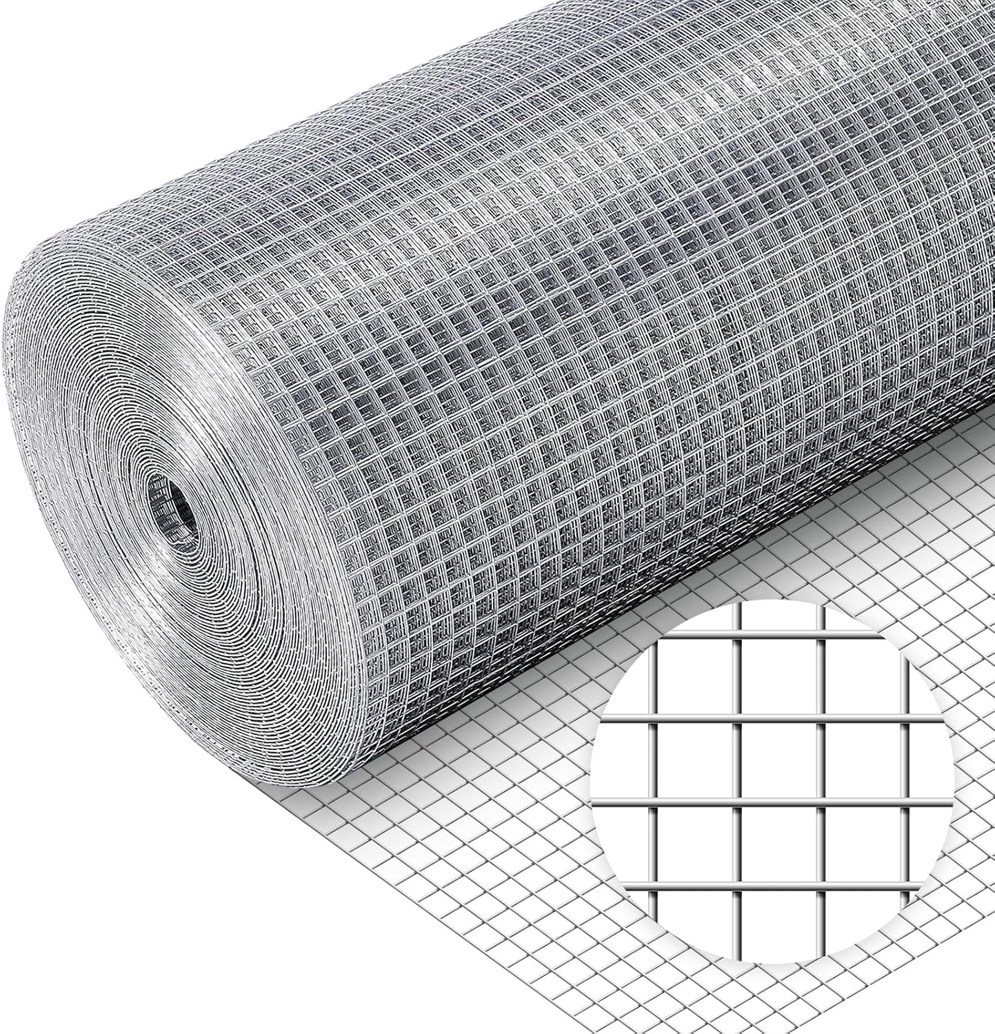 Hardware Cloth 1/2'' 48'' X 100' 19 Ga Chicken Wire Mesh Fence Double Layer | Welded Metal Wire Fence Mesh Roll for Gardens Plants Poultry Animals Cage Chicken Coop Accessories