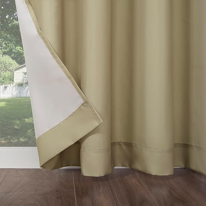 Sun Zero Marina Indoor/Outdoor UV Protectant Energy Efficient Grommet Curtain Panel, 54" x 95", Khaki
