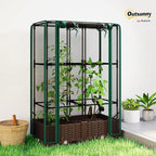 Outsunny Raised Garden Bed with Trellis, 46.5" Tomato Cage with Crop Cage, Self Watering Planter Box with Drainage Holes and Plugs for Outdoor Patio Climbing Plants, Vines, Vegetables, Flowers, Green