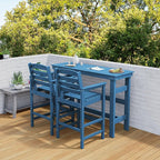 SERWALL Outdoor Bar Table and Chairs Set, Adirondack Bar Chairs Set of 2 and Bar Height Table, All Weather HDPE Patio Bar Set, Outdoor Furniture for Outside, Blue