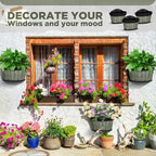 Layhit 6 Pcs Wall Hanging Planters Outdoor Pot Planter Wine Barrel Planter Distressed Oak Thickened Plastic Water Storage Flower Pots for Flower Indoor Outdoor(10 Inches,Grey Green, Brown, Black)