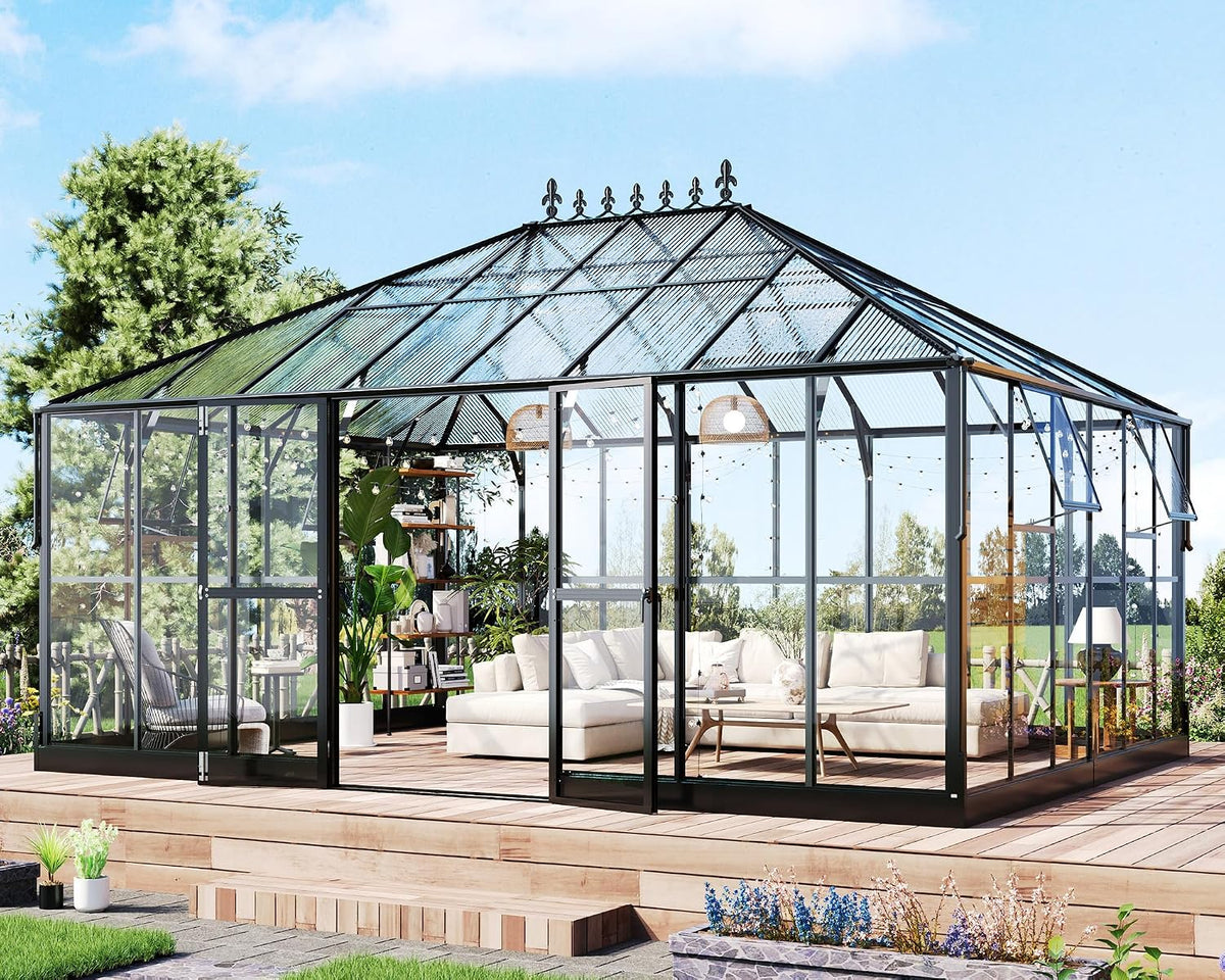 howe 16x12x9.5 ft pavilion styled greenhouse with clear, main product view