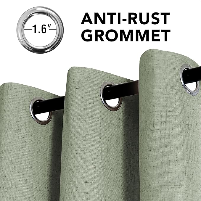H.VERSAILTEX Linen Curtains 100% Blackout Curtains for Bedroom 102 inch Long Full Light Blocking Nature Linen Blended Window Curtains for Living Room Nickel Grommet (2 Panels, Heathered Tea)