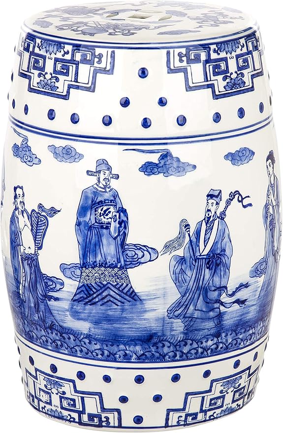 Safavieh Ocean Jewel Chinoiserie Ceramic Decorative Garden Stool, Blue