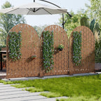Casaphoria 72" H x 47" W Arched Metal Privacy Screen - Elegant Freestanding Outdoor Screen for Deck, Patio & Balcony - Versatile Decorative Privacy Panels for Home & Garden Use (Brown-Square)