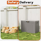 Outdoor Storage Box, Resin Deck Boxes Indoor and outdoor, Waterproof Storage Box Lockable Lid (Grey, 45 Gallon)