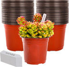 Plant Nursery Pot/Pots 100 Pcs 6" Plastic Small Plants Pots Flower Pots Seed Starting Pots for Plants Indoor Outdoor Seeding pots (with 100 Plant Labels)