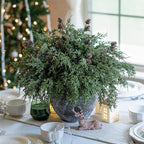 Faux Cedar Stems Artificial Norfolk Pine Branches for Christmas Decor, 12 PCS Fake Pine Stems with 2 PCS Pine Cones Branches Real Touch Realistic Faux Greenery for Vases DIY Garland Xmas Table Indoor