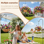 14 inch Metal Hanging Baskets For Plants Outdoor 4 Pack Round Metal Wire Hanging Basket Planter with Coco Fiber Liners Chain Round Wire Plant Holder for Garden, Patio, Deck, Porch Plants Flower Potss